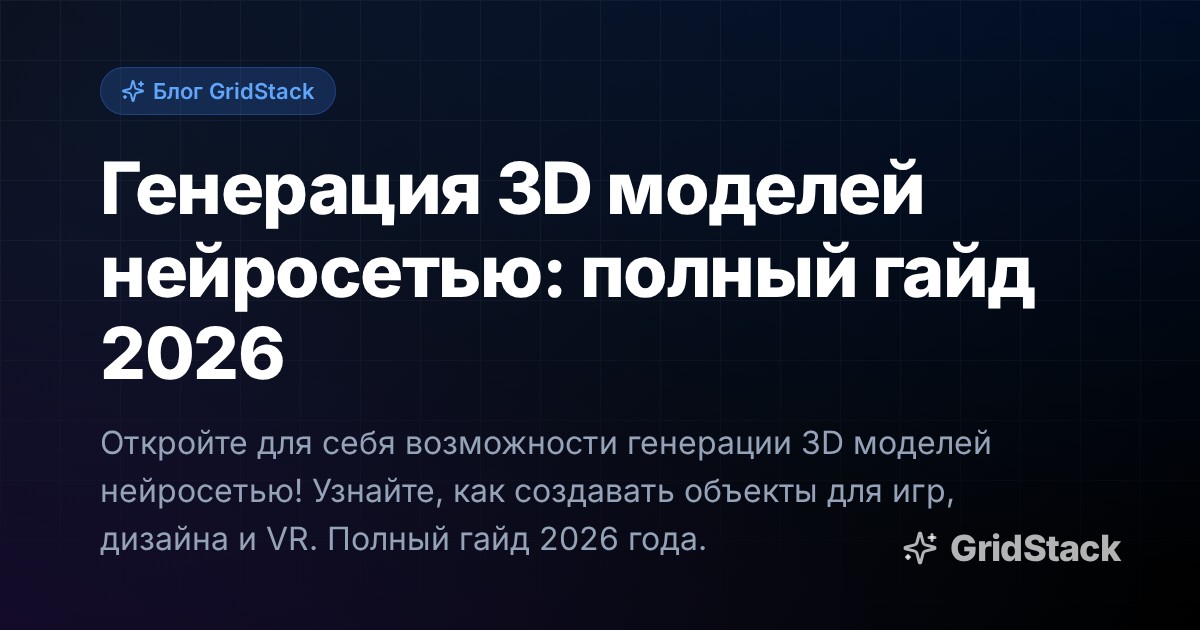 Генерация 3D моделей нейросетью: полный гайд 2026
