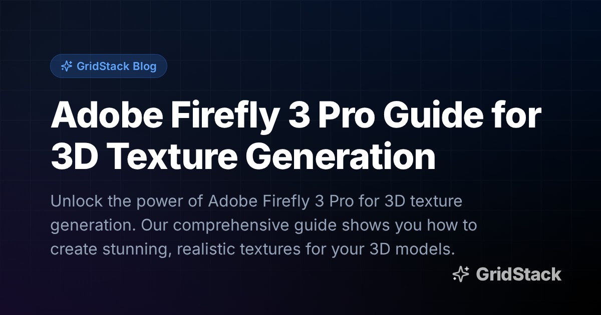 Adobe Firefly 3 Pro Guide for 3D Texture Generation